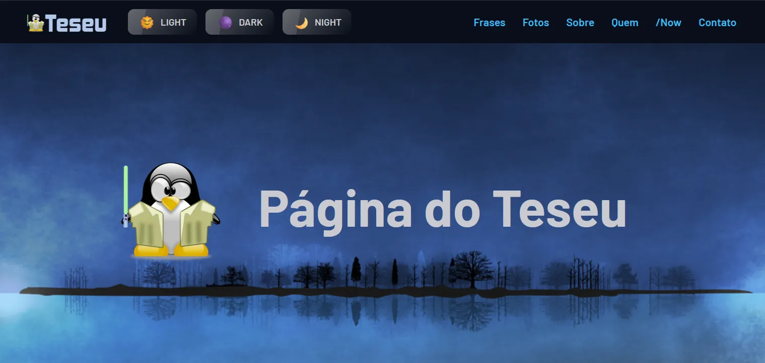 captura de tela da página do Teseu